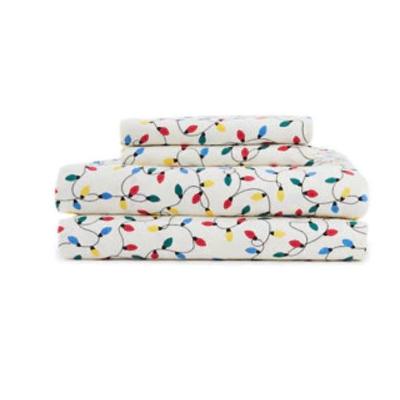 🎄 🆕 Christmas Lights, Flannel Sheet Set, Queen - Picture 1 of 3